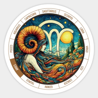 ZODIAC Aries - Astrological ARIRS - ARIRS - ZODIAC sign - Van Gogh style - 7 Sticker